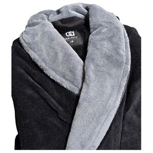 DAVIDavid Archy Men's Loungewear Bathrobe, Plush, Long, Black‎ Grey, XL, New
